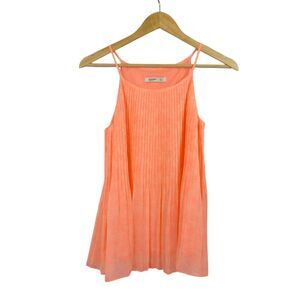 NEW Old Navy Peach Floral Chiffon Pleated A-line Sleeveless Tank Top Size Small